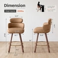 thumbnail image 3 of HomeZeer 26" Swivel Bar Stools Set of 4, Light Brown PU Leather with Back & Footrest, Solid Wood Legs Anti-Slip Base, Counter Height Stools for Kitchen Island, 3 of 10