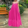 thumbnail image 2 of NIEWTR Robe d'Été Ample pour Femme, Robe de Plage d'Été à Col en V Sans Manches, Décontractée et Fluide, Maxi (Rose Vif, 2TG), 2 of 6