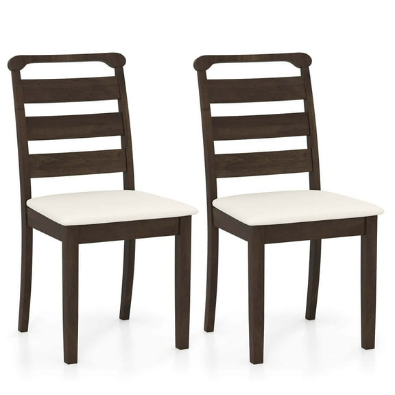 Costway Modern Dining Chair Set of 2 Upholstered Farmhouse Chairs with Rubber Wood Frame