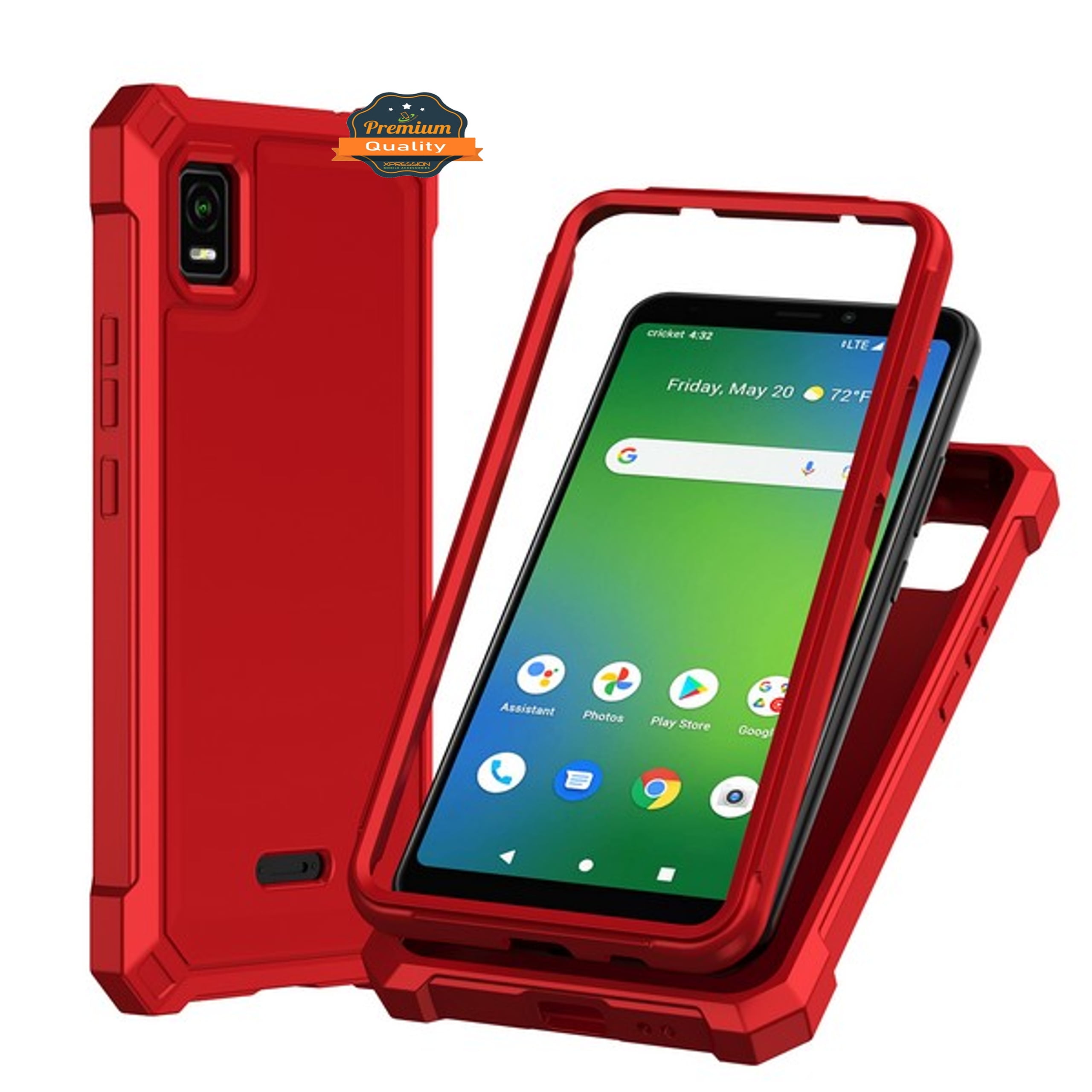 For TCL 50 LE Full-Body Dual Layer Hybrid Case Slim, Drop-Proof TPU Hard PC, Durable Corner Front Bumper Protector Phone Case Cover by Xpression, Red