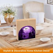 WOBOGO Purple Full Moon Clear Acrylic Napkin Holder Kitchen Tissue Face Towel Cocktail Rack Bar Restaurant Dinner Paper Dispenser