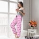thumbnail image 5 of Balery Pink bows Pantalones de pijama para mujer, pijamas ultraligeros, pantalones de estar por casa-Small, 5 of 6