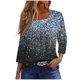thumbnail image 2 of Fiudx Liquidación de Ahorros de Verano Blusa de Manga 3/4 a La Moda para Mujer, Camiseta Estampada, Top Informal, 2 of 5