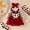 thumbnail image 4 of mgoYE Baby Girl Outfit Newborn Cute Elk Fly Sleeve Romper Overall Dress Infant Girls Fall Winter Suspender Skirt Set, 4 of 9
