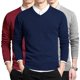 thumbnail image 1 of Cotton Sweater Men Long Sleeve Pullovers Outwear Man V Neck Male Sweaters Fashion Brand Loose Fit Knitting Clothing Korean Style, 1 of 5