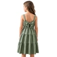 thumbnail image 6 of WhouRiu Big Girls' Dress Solid Sleeveless A Line Dresses with Straps Child Elegant Flowy Party Princess Dress Green,Size 10 Y, 6 of 8
