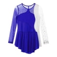 thumbnail image 6 of MSemis Girl's Rhinestone Mesh Figure Ice Skating Dance Dress Gymnastic Leotard Royal Blue 12, 6 of 7