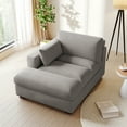 thumbnail image 4 of UIXE Chaise Lounge Indoor Upholstered Corduroy Sofa with Right Armrest for Living Room Bedroom, Light Gray, 4 of 7