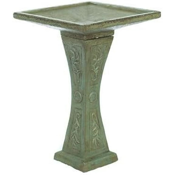 Solid Rock Stoneworks Concrete 22" Tall Square Birdbath - Cypress Color