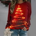 thumbnail image 2 of Hueook Christmas Shirts for Womens T Shirts Womens' Christmas Santa Claus Printed Shoulder Length Long Sleeved Round Neck Top/shirt Multicolor 5X, 2 of 7