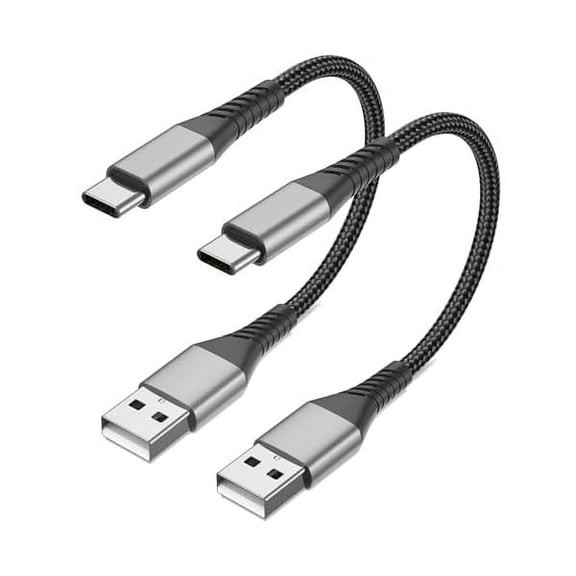 6 inch Short USB C Cable Fast Charging 2 Pack, 0.5ft USB A to USB C Cable Short USBC Cable Braided, 3A USB Type C Cable for iPhone 15 16 Pro Max, Samsung Galaxy S24 S23, Google Pixel, iPad