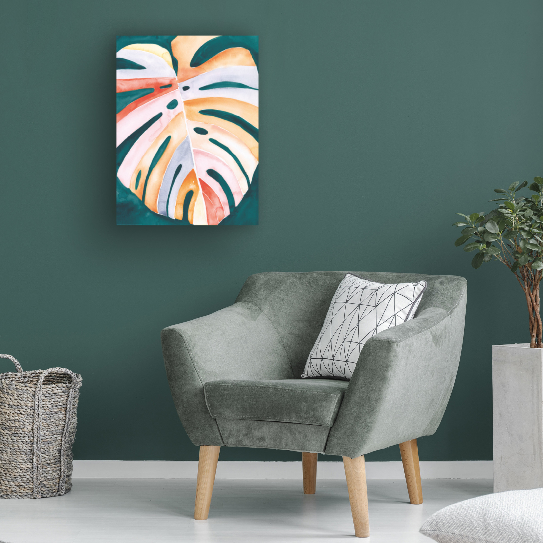 Canvas Wall Art - Jennifer Paxton Parker 'Multicolor Monstera I' Wall Art for Living Room, Bedroom, or Office Décor by Trademark Fine Art - 35 x 47 Inches