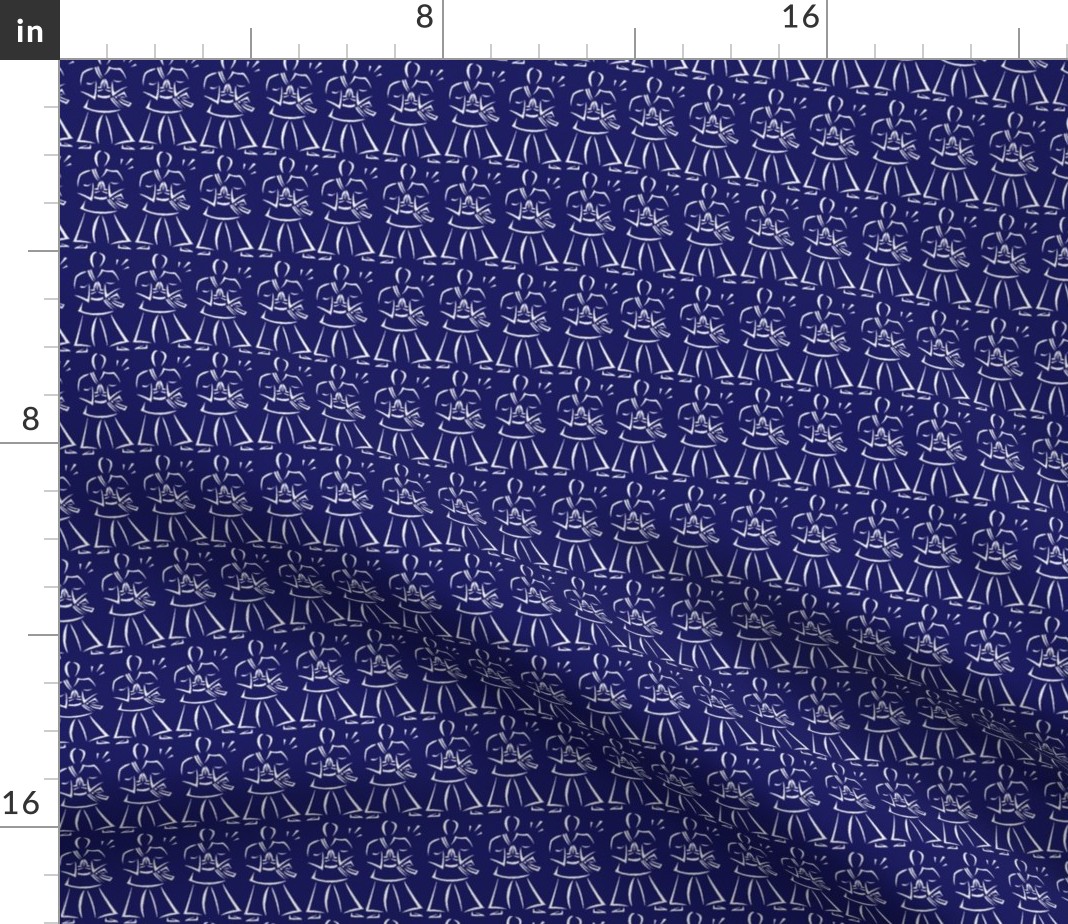 Spoonflower Fabric Martial Arts Whiteonblue Sports Karate Fitness