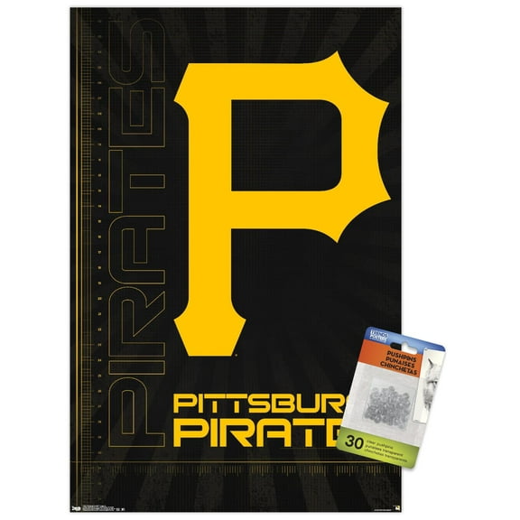 MLB Pittsburgh Pirates - Logo 16 Wall Poster with Push Pins, 14.725" x 22.375"