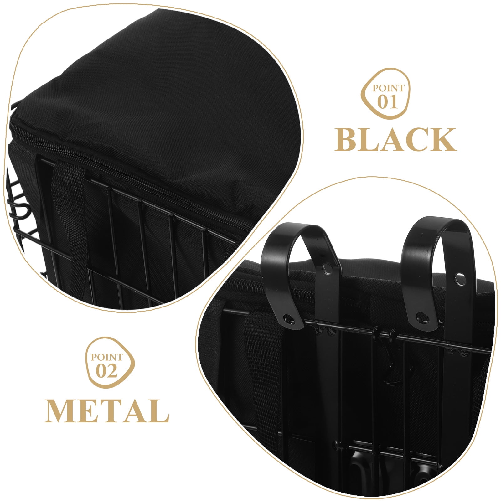 HONMEET Folding Front and Rear Bike Basket with Detachable Liner Bag - Pet Carrier and Grocery Storage Rack for Cycling