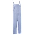 thumbnail image 4 of Combinaison d'Été Sans Manches à Rayures pour Femmes en Lin de Coton, Poche Baggy, 4 of 6