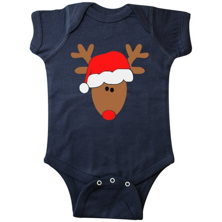 

Inktastic Christmas Cute Reindeer in Santa Hat Gift Baby Boy or Baby Girl Bodysuit