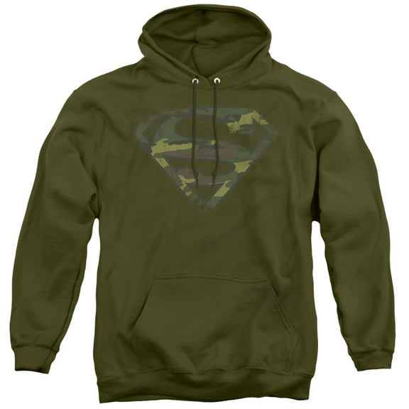 Superman - Distressed Camo Shield - Pull-Over Hoodie - Large