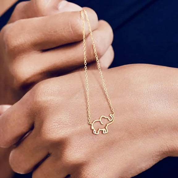 Dainty 14k Vermeil Gold Elephant Pendant Necklace