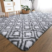 Junovo Ultra Soft Geometric Moroccan Area Rugs for Bedroom, 4' x 5.9' , White