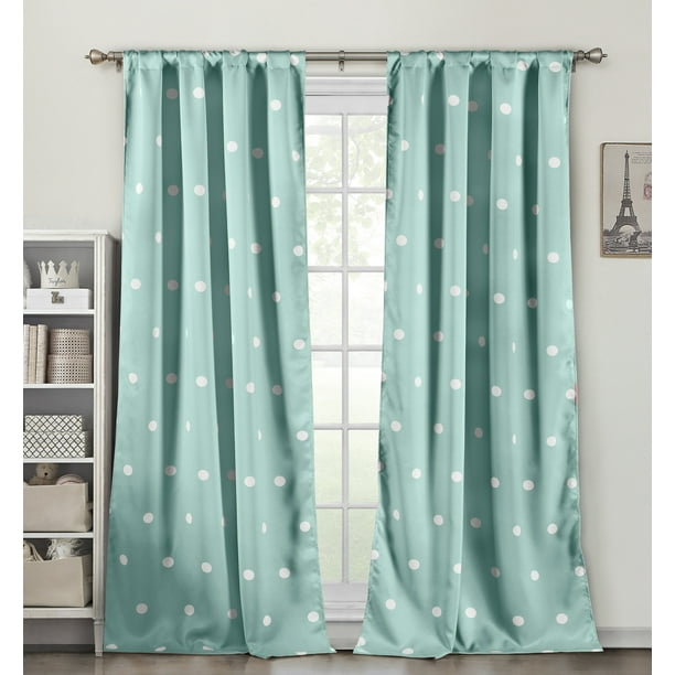 Polka Dot Prints Blackout Curtains, 84inch L