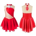 thumbnail image 3 of Doomiva Kids Girls Lyrical Ballet Dance Dress Sleeveless Rhinestone Figure Ice Skating Leotard Dress Dancewear Red 12, 3 of 4
