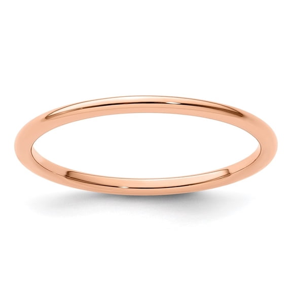 Diamond2Deal 14K Rose Gold 1.2mm Half Round Polished Stackable Band Ring for Women Size 9.5