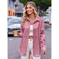 thumbnail image 5 of Womens Casual Collared Blouse Loose Fit Long Sleeve Button Down Seersucker Shirt Tops Pink S, 5 of 7