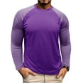 thumbnail image 2 of WRKEKC Chemises à Manches Longues pour Hommes, T-Shirts à Manches Longues pour Hommes, Blouse à Col Rond à Manches Longues et à Blocs de Couleur pour Hommes, 2 of 7