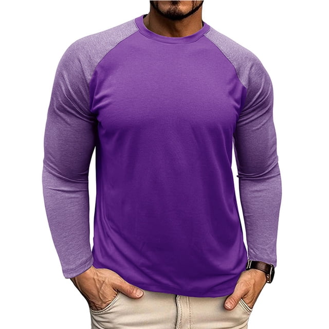 Lovzfmll Chandail Vintage à Col Rond pour Hommes, Manches Longues, Style Rétro Violet, P