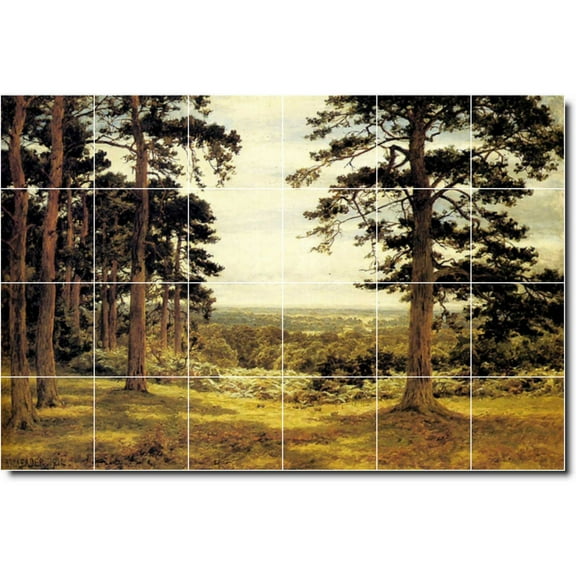 Ceramic Tile Mural-Benjamin Leader Country Painting 57. 25.5" w x 17" h using (24) 4.25 x 4.25 ceramic tiles