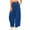 Blue, variant on Women Summer Boho Cotton Linen Polka Dot Pants Beach Elastic Waist Palazzo Wide Leg Barrel Pants