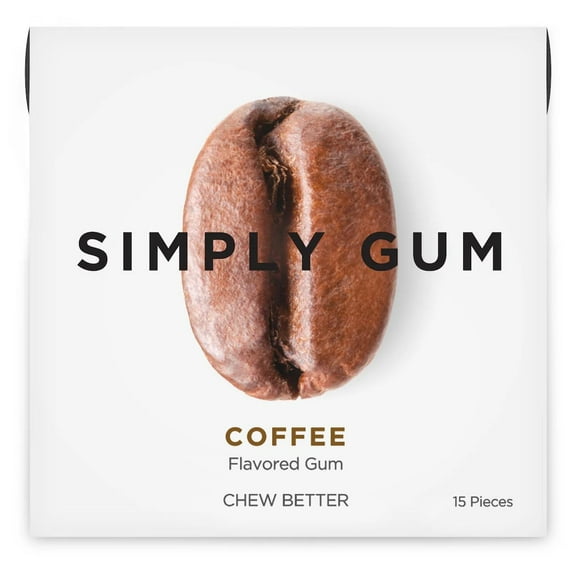 Simply Gum | Coffee KEF28 | Plant- Based Chewing Gum | Pack of Six (90 Pieces Total) | Synthetic Plastic Free   Aspartame Free   non GMO