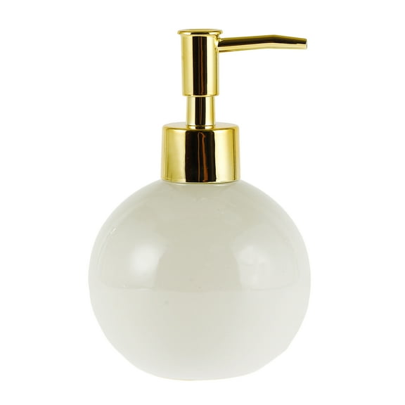 Vocoste 1 Pc Simple Round Soap Pump Dispenser for Bathroom Hotel 300ml White Gold Tone