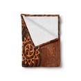 thumbnail image 2 of Earth Tones Soft Flannel Fleece Throw Blanket, Composition Floral Intricacy Folk Details, Cozy Plush for Indoor and Outdoor Use, 50" x 60", Brown Orange Peach, by Ambesonne, 2 of 5