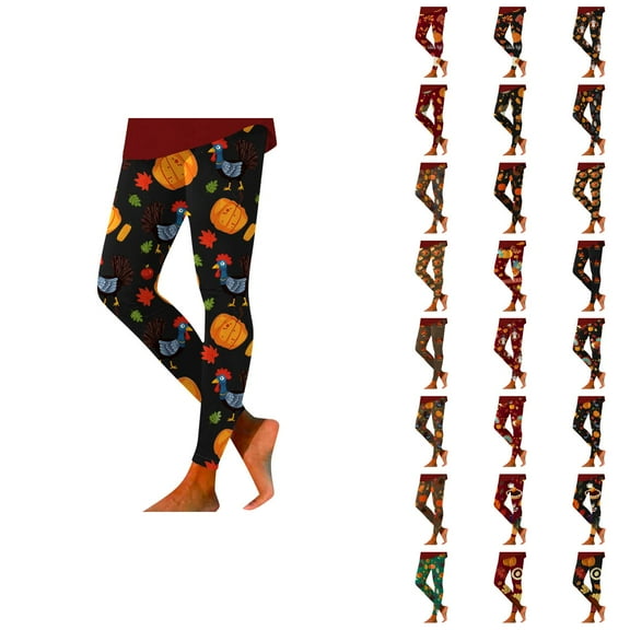 Thanksgiving Leggings for Women 2025 High Waisted Festive Graphic Breathable Tights Workout Yoga Pants
