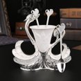 thumbnail image 1 of Coffee Dessert Spoon Fork Set, Swan Base Holder Dinnerware Set With 6 Spoons, Luxury Exquisite Elegant Swan Shape Spoon Holder, Zinc Alloy Decorative Swan Flatware For Coffee Fruit, 1 of 8