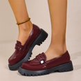 thumbnail image 5 of Miluxas Womens Loafers Comfortable Chunky Heel Business Casual Dress Shoes Fashion Leather Women's Loafers Wine 6.5(38), 5 of 7