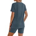 thumbnail image 2 of Weardear Maternity Outfits Set 2 Piece Matching Sets Ribbed Knit Side Split Short Sleeve Shirts and Biker Shorts Pregnancy Loungewear, 2 of 6