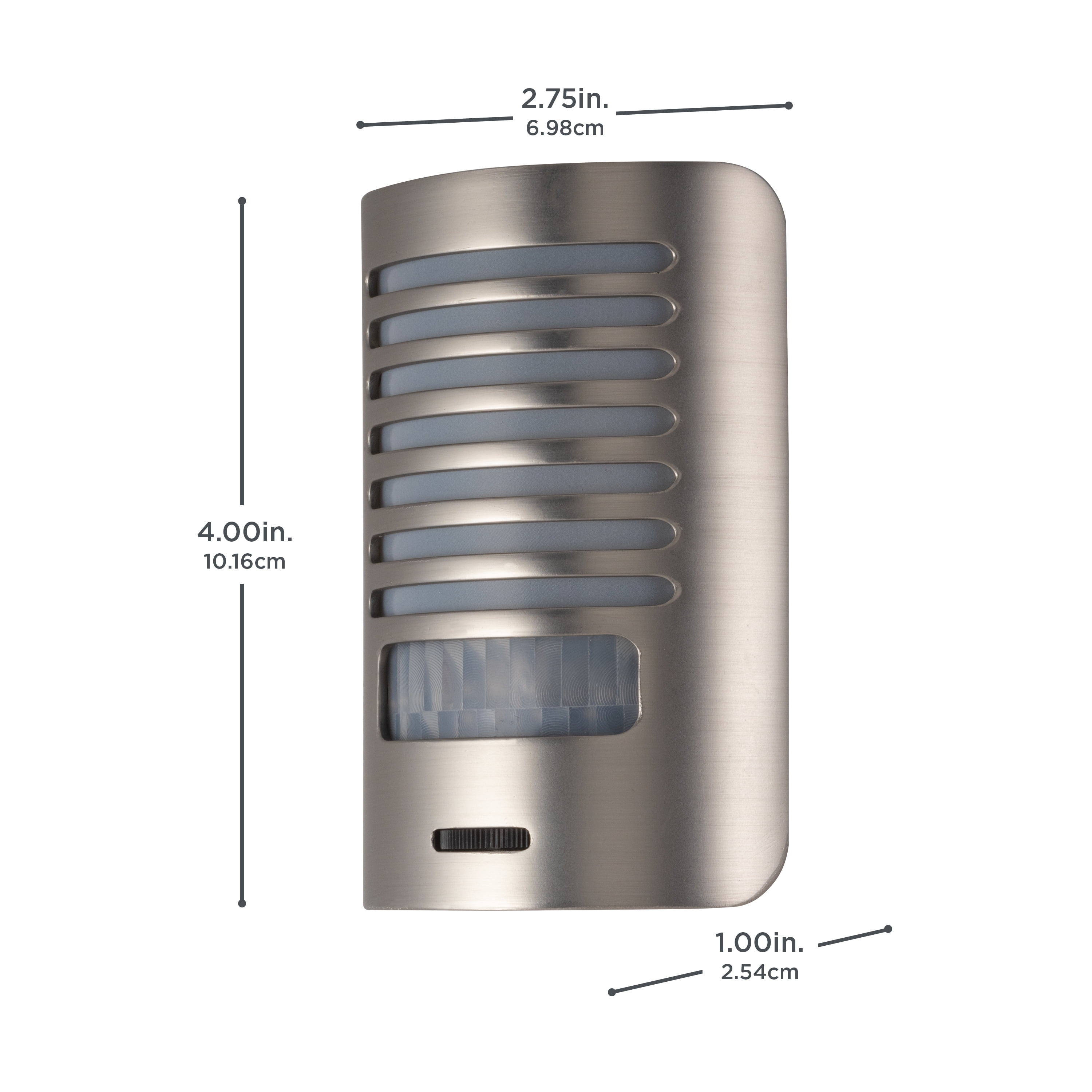 (2 pack) Better Homes & Gardens LED Night Light, Louver Design, Motion-Sensing, Satin Nickel, 4 in, 1 in