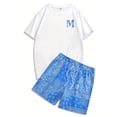 thumbnail image 3 of Conjunto de pantalones cortos de manga corta con estampado de oso pardo de dibujos animados para hombre, camiseta informal de verano para uso diario, pantalones cortos de playa de moda urbana para hom, 3 of 5