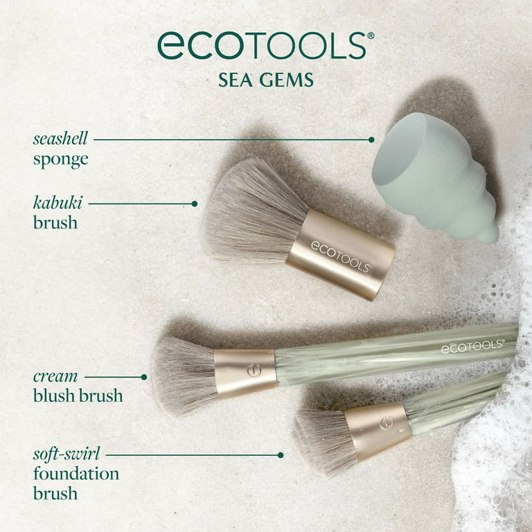 鉄舟collection face brush EcoTools Sea Gems Face Makeup Brush & Makeup Sponge 4 Piece