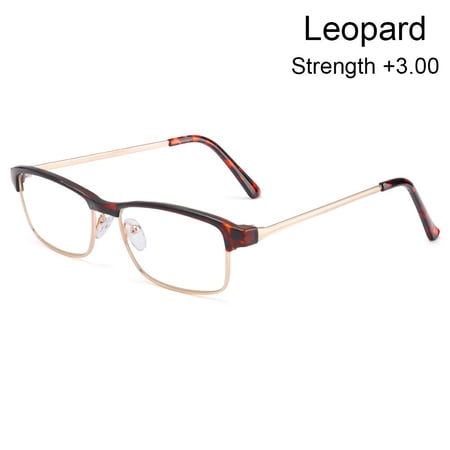 Men Anti-UV Blue Rays +1.0~+4.0 Portable Eyeglasses Presbyopia Eyeglasses Reading Glasses Far Sight Eyewear LEOPARD STRENGTH +3.00