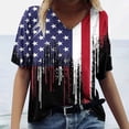 thumbnail image 2 of Xihbxyly Womens Plus Size Tops Summer Short Sleeve T-Shirt Casual Loose V Neck Tee Shirts July 4 Shirts for Women Independence Day Tops # Clearance Dresses For Women #4, 2 of 5