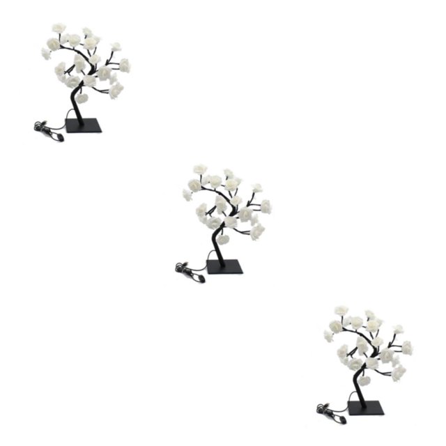 Decodeary Color Changing Lighted Rose Tree Lamp Unique Gift For Any Occasion Wide white black rod 3Set