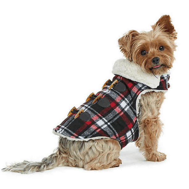 Bee & Willow™ Home Plaid Melton Sherpa Lined Dog Coat in Black ...