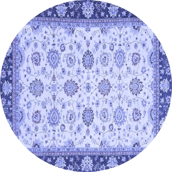 Ahgly Company Indoor Round Oriental Blue Traditional Area Rugs, 6' Round