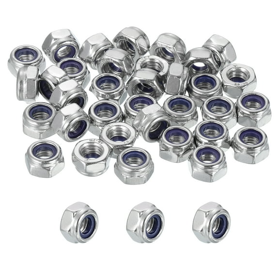 30 Pcs M6x1mm Lock Nuts, 316 Stainless Steel Nylon Insert Self-Locking Nut