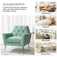 thumbnail image 5 of Upholstered Velvet Armchair Set of 2 Lounge Accent Chair Tufted Back Metal Legs Bedroom Sage, 5 of 7
