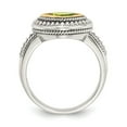 thumbnail image 2 of 14K Two-Tone Gold Ring Band Gemstone Yellow Peridot Cushion Green, 2 of 6